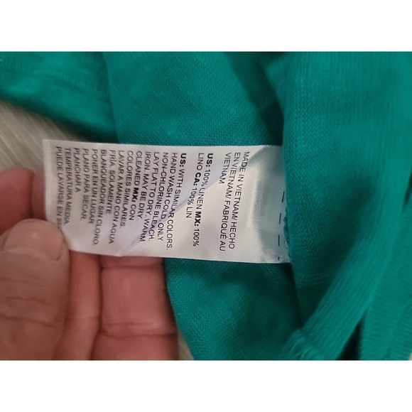 Chico's 100% Linen 1 S Easy Care Tee Light Aqua Blue Beach Summer Beach Coastal - Picture 5 of 7